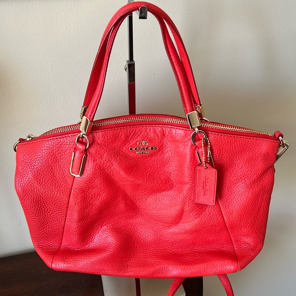Coach Red Pebbled Leather Small Satchel